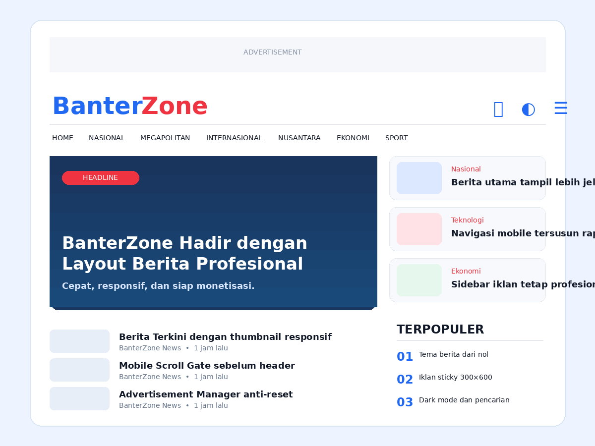 BanterZone Theme WordPress Portal Berita Modern
